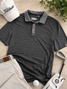 KJUS UPF 50+ Performance Golf Polo Shirt Gray Men’s Medium Regular